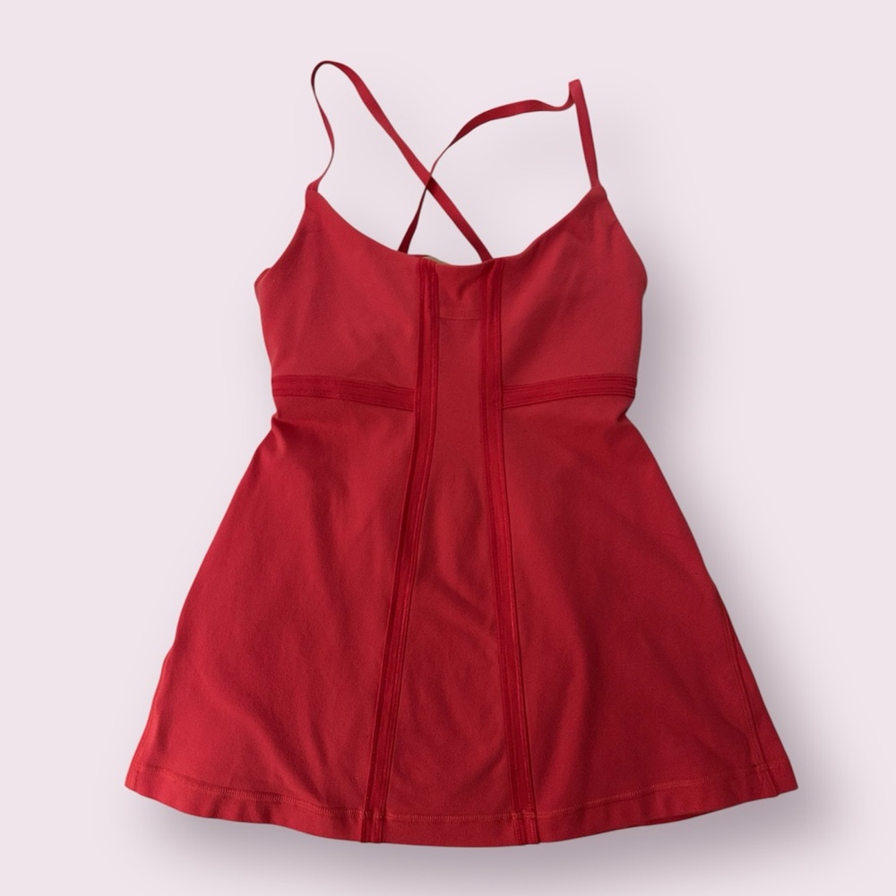 lululemon Pink- Red Athletic tank with built in bra & criss cross straps
